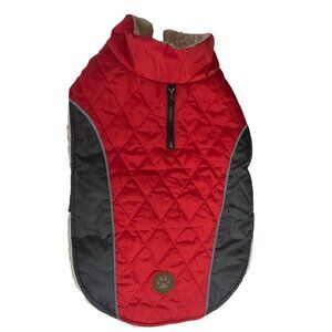 Quilted Dog Vest Coat Fleece Lining Adjustable Straps Red Size Medium